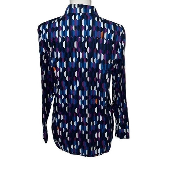 Kate Spade Saturday Geometric Button Front Long Sleeve Blouse sz S Small - Picture 3 of 9